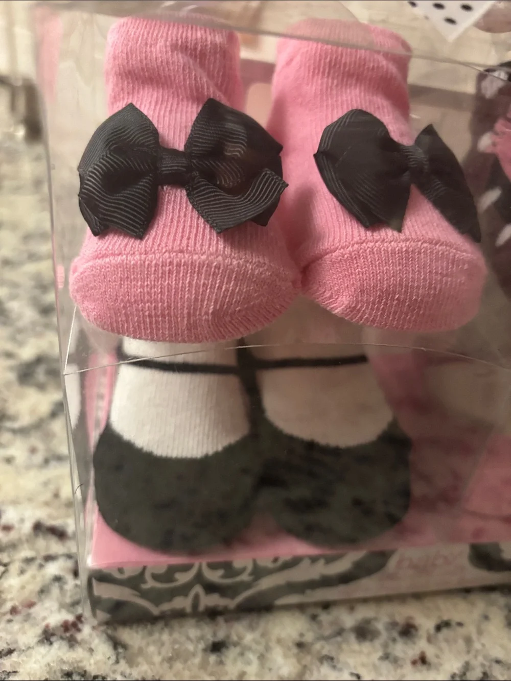 Pink and Black Girls 4-Pair Sock & Bootie Gift Set 0-6 mo.